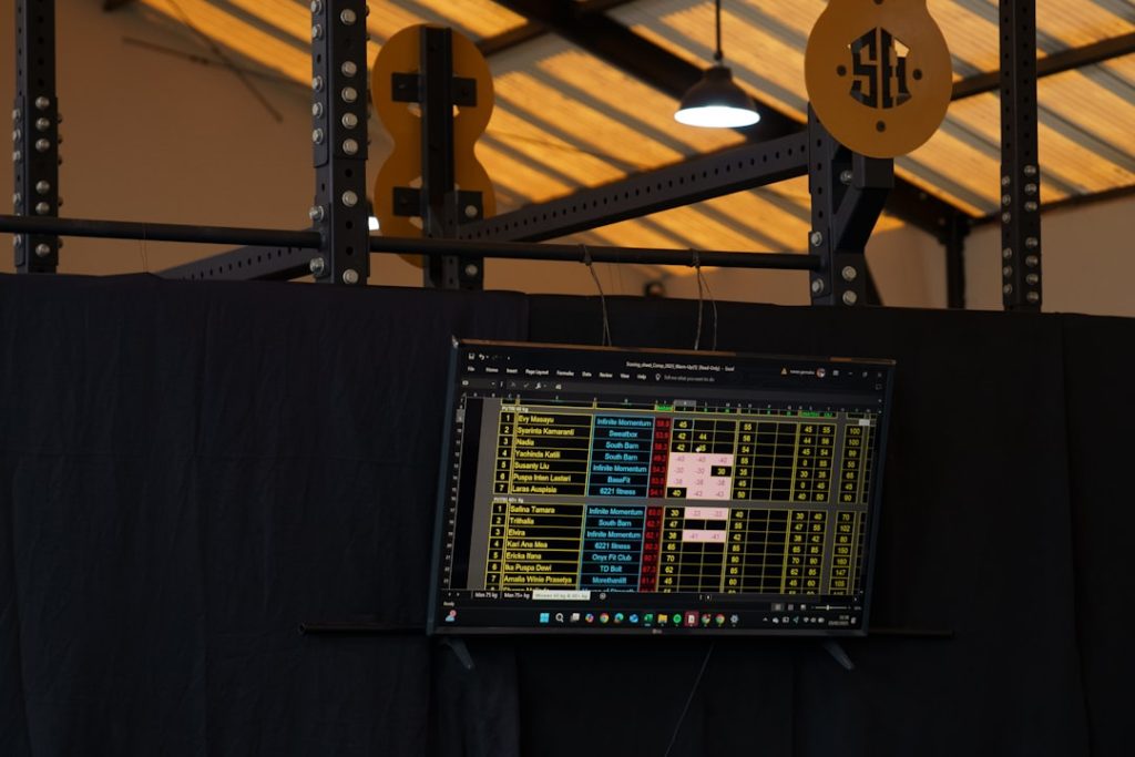 A computer monitor displaying data.
