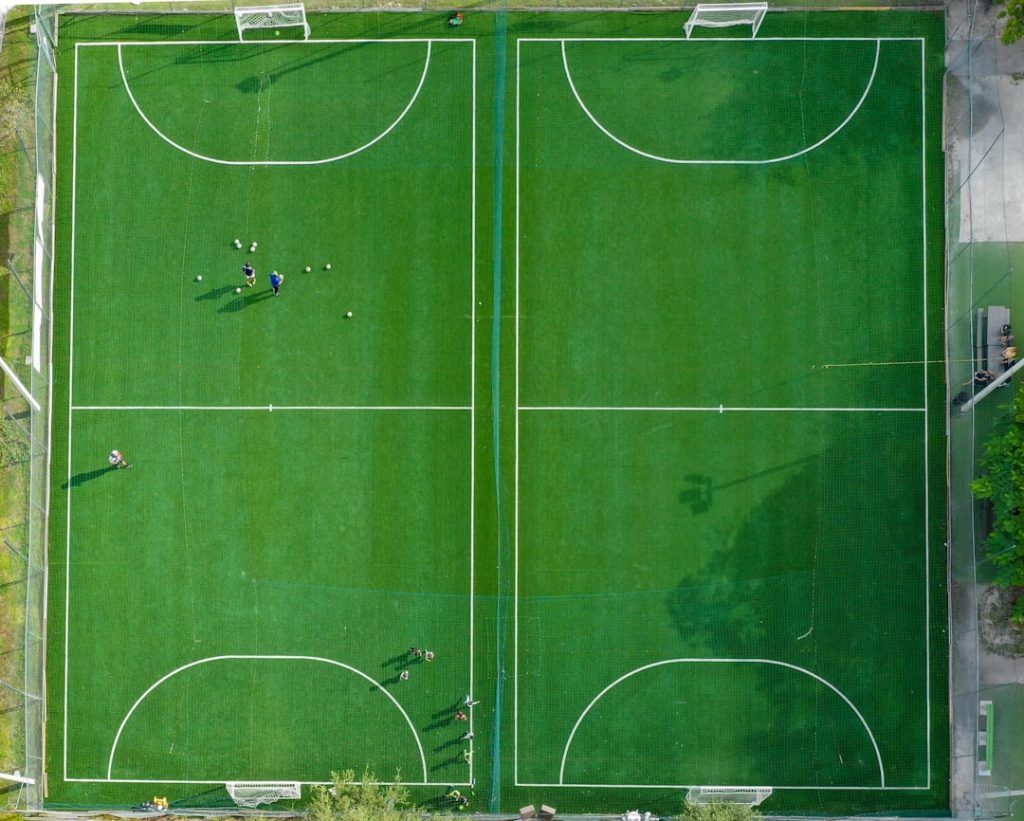 green and white soccer goal net