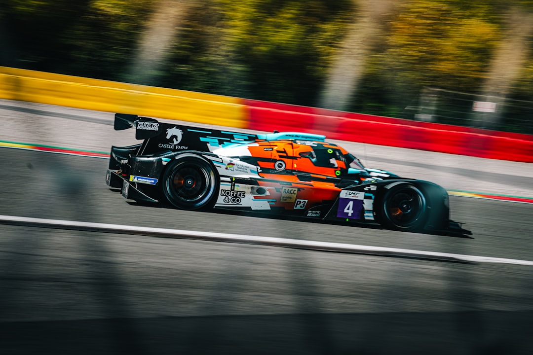A race car driving down a race track