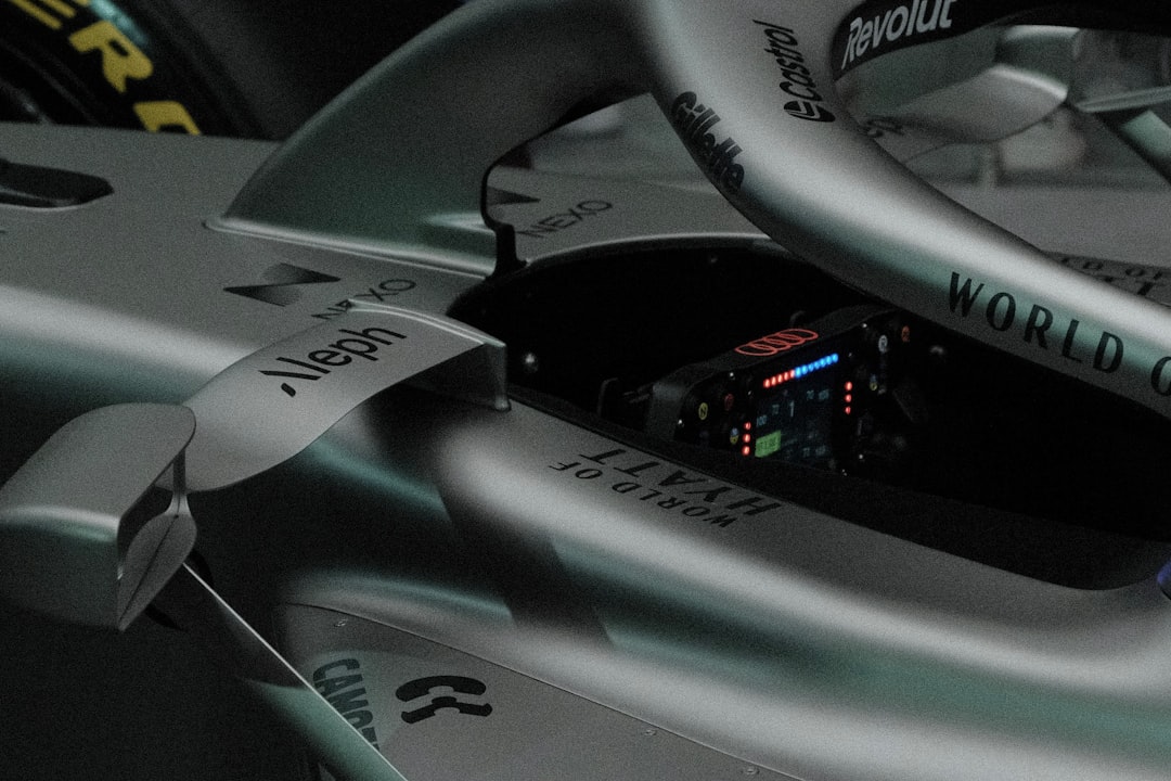 Close-up of a modern race car cockpit