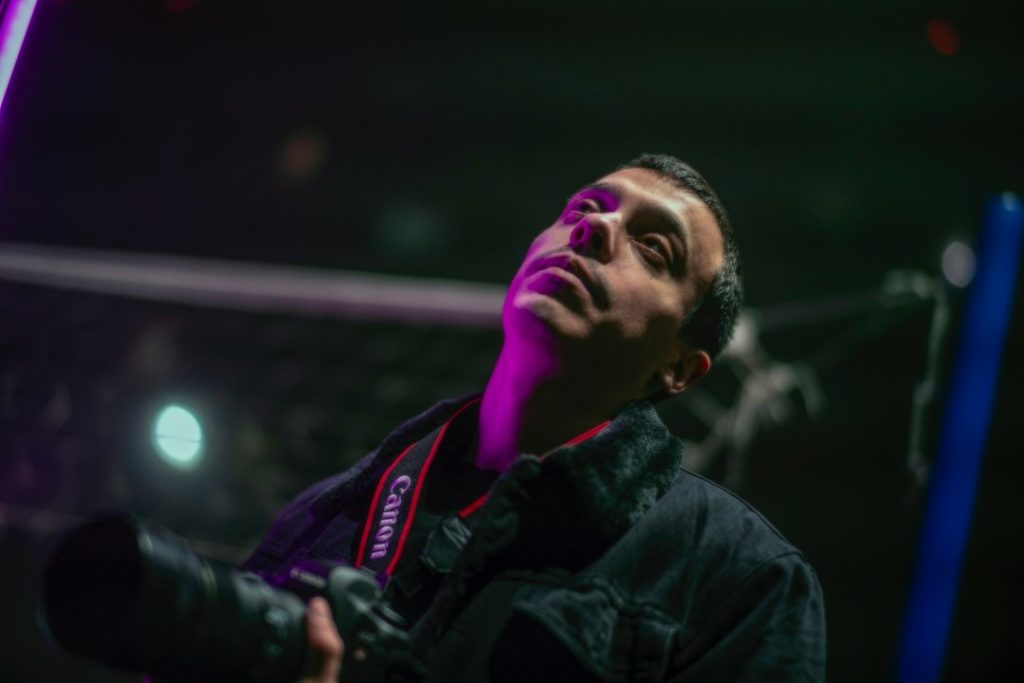 a man holding a microphone