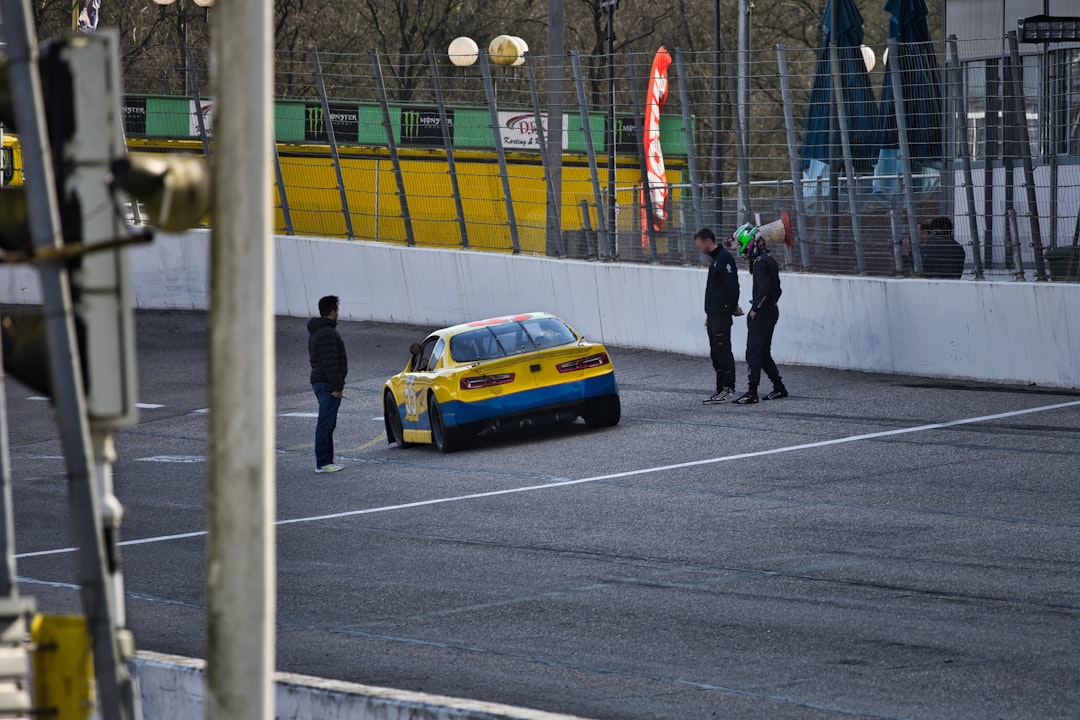 Race car and people on a track