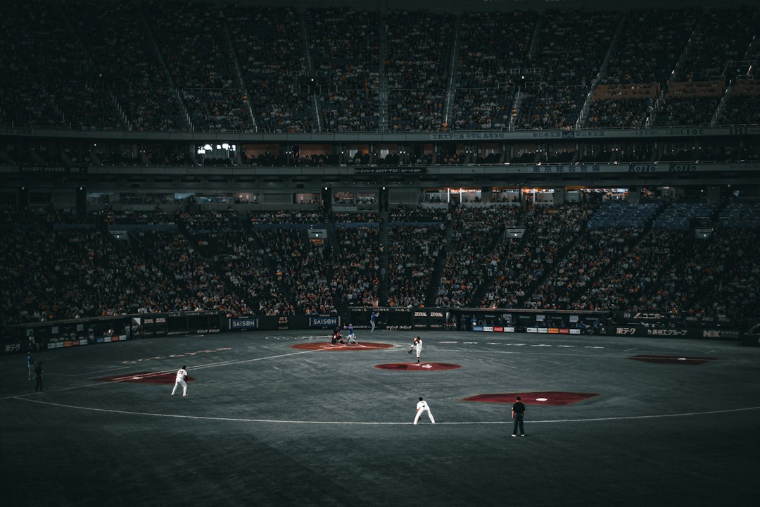 Baseball players on field during a game